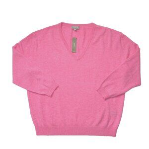 NWT J.Crew Cashmere Relaxed V-neck Sweater in Neon Heather Berry Pink Pullover S